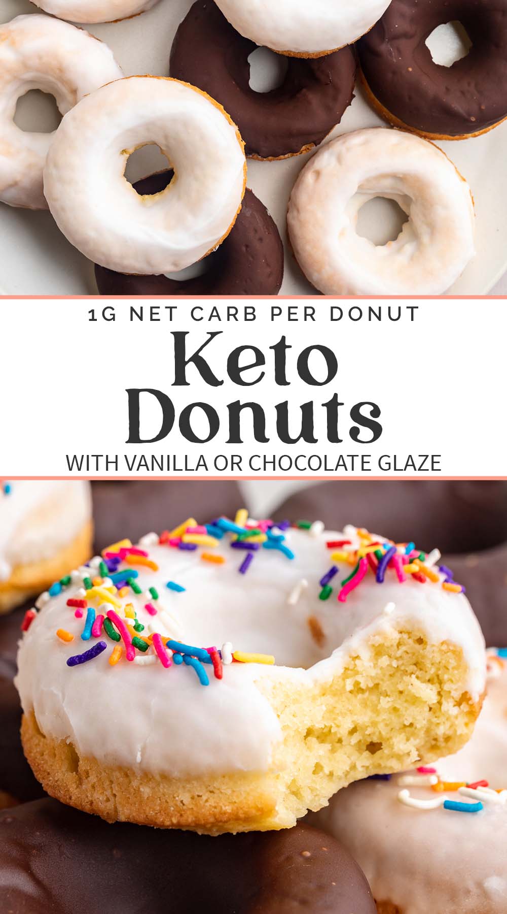 Pin graphic for keto donuts.