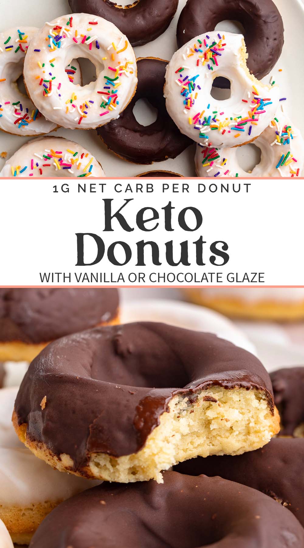 Pin graphic for keto donuts.