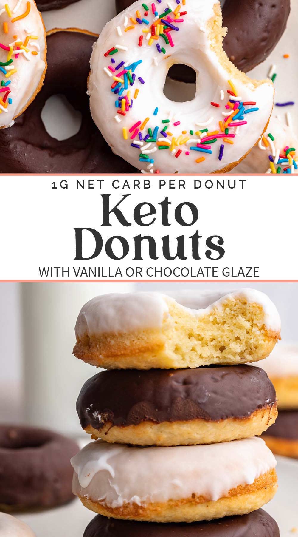 Pin graphic for keto donuts.