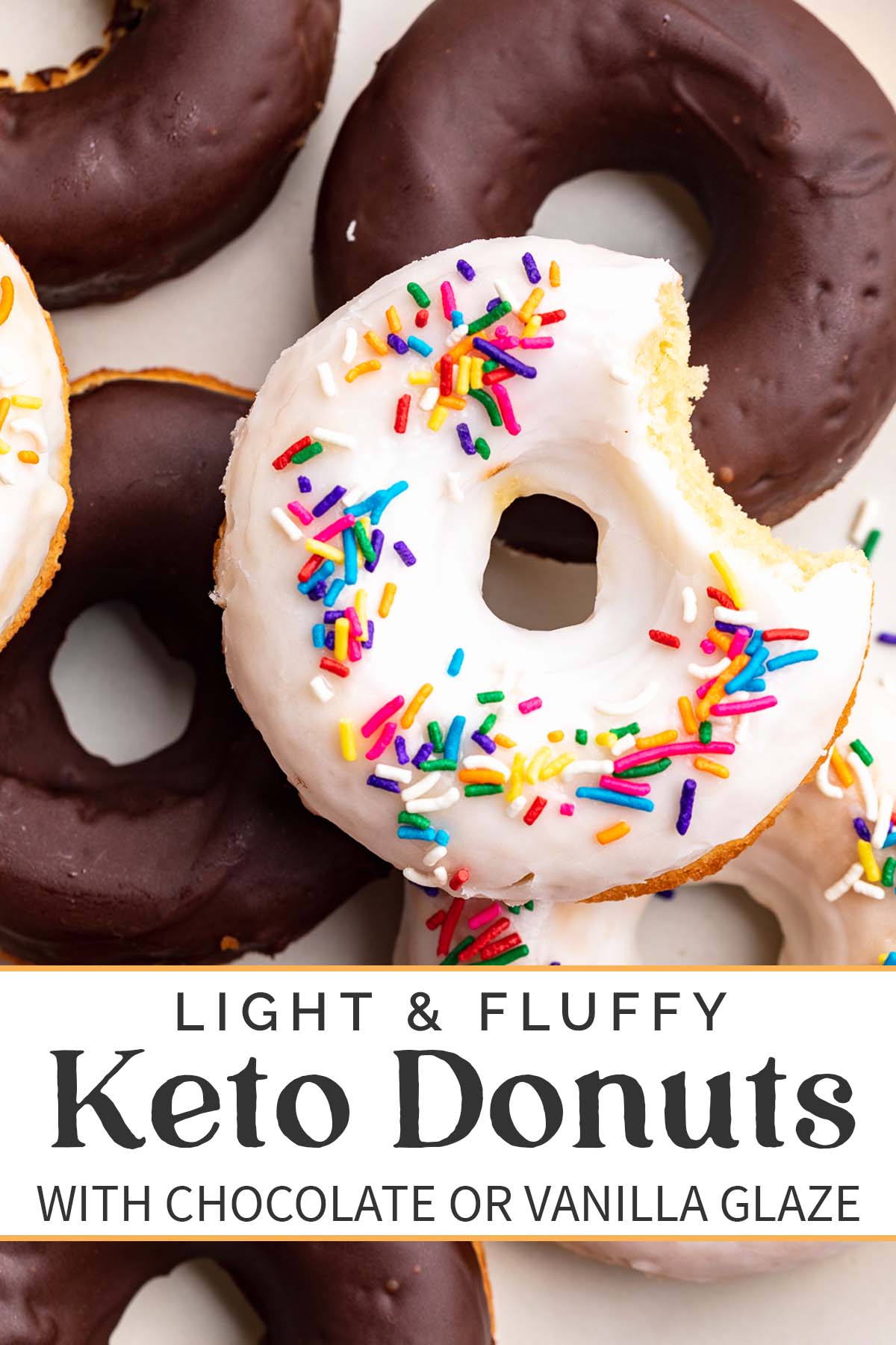 Pin graphic for keto donuts.