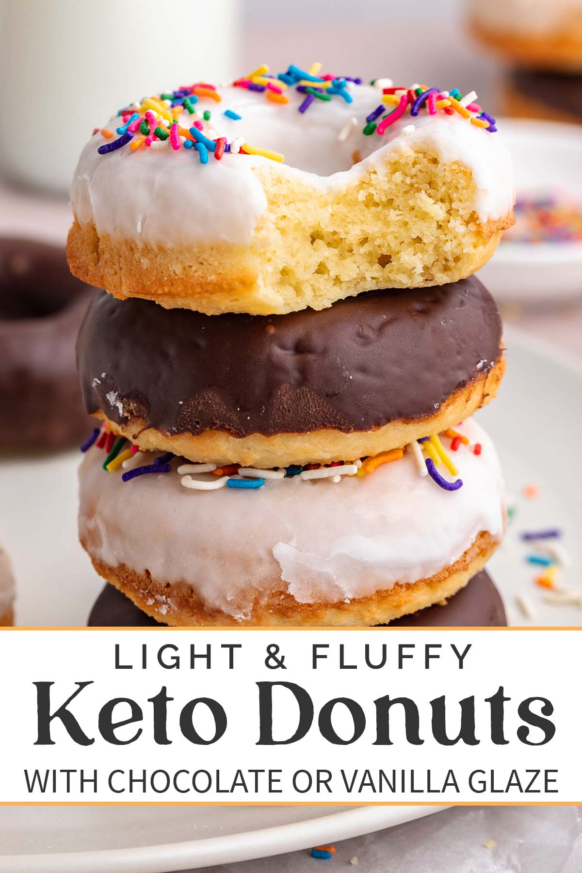 Pin graphic for keto donuts.