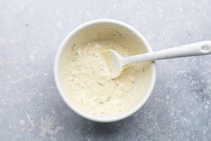 Easy homemade tartar sauce for popcorn shrimp in the air fryer.