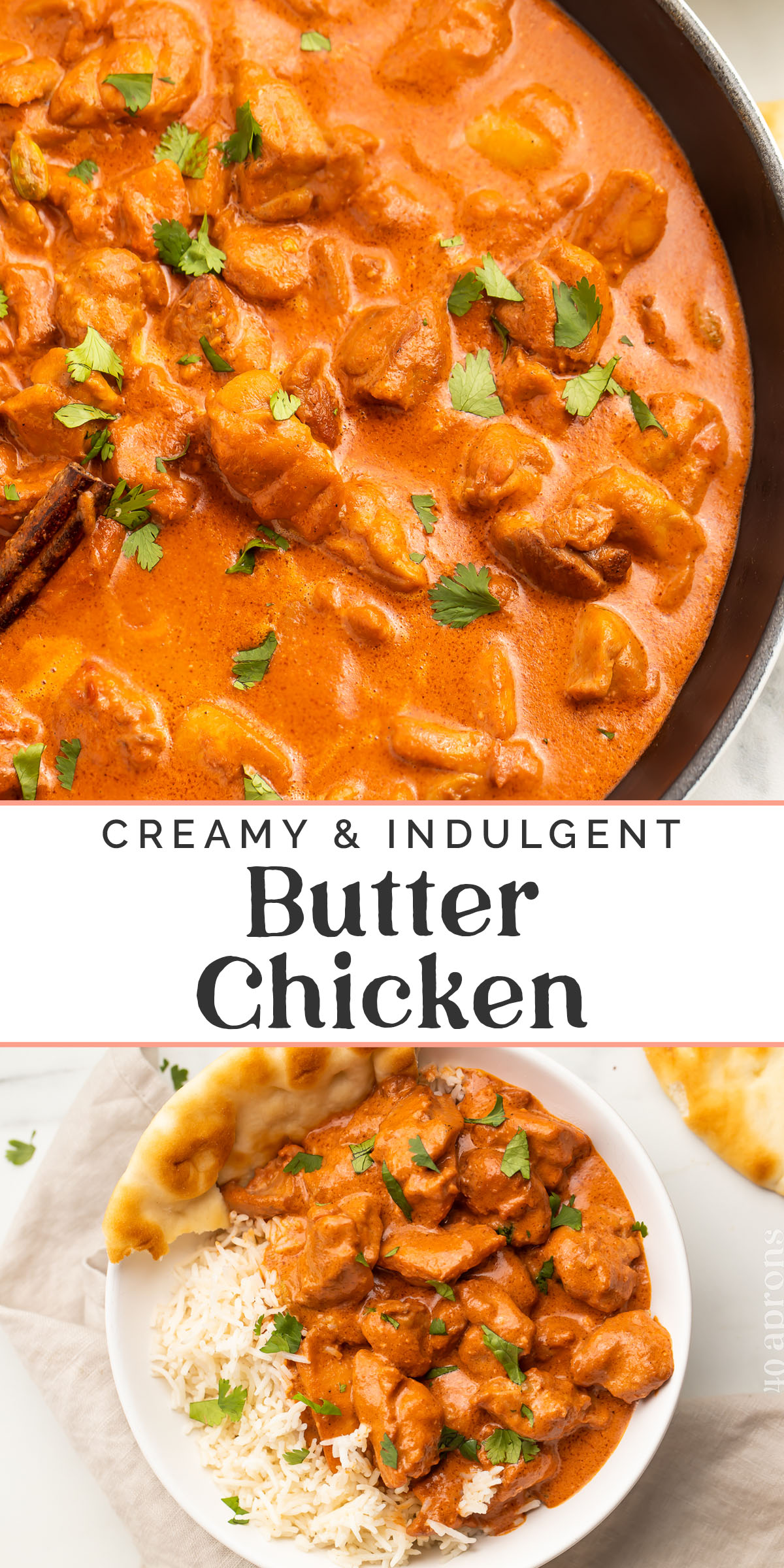 Pin graphic for butter chicken recipe.