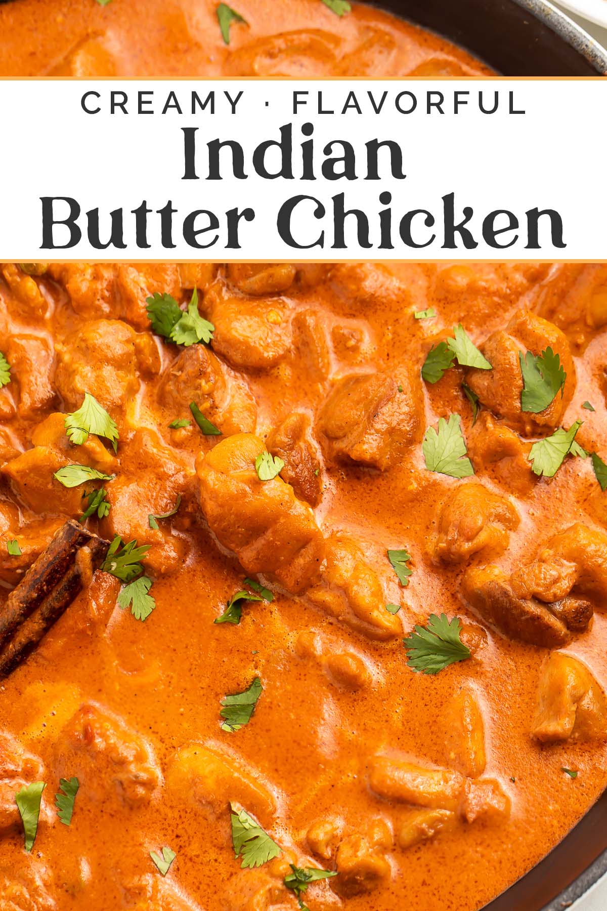 Pin graphic for butter chicken recipe.