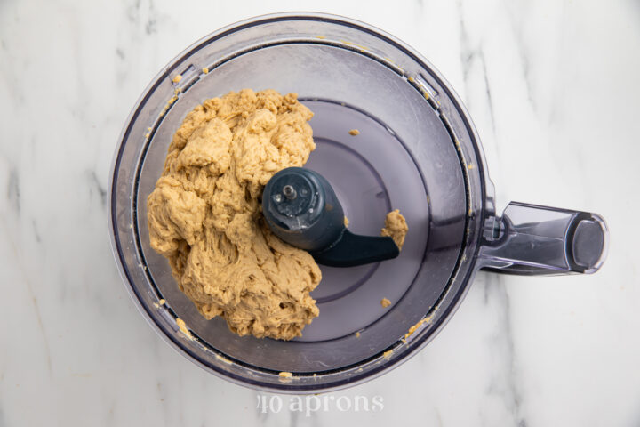 Ingredients for seitan in a food processor bowl.