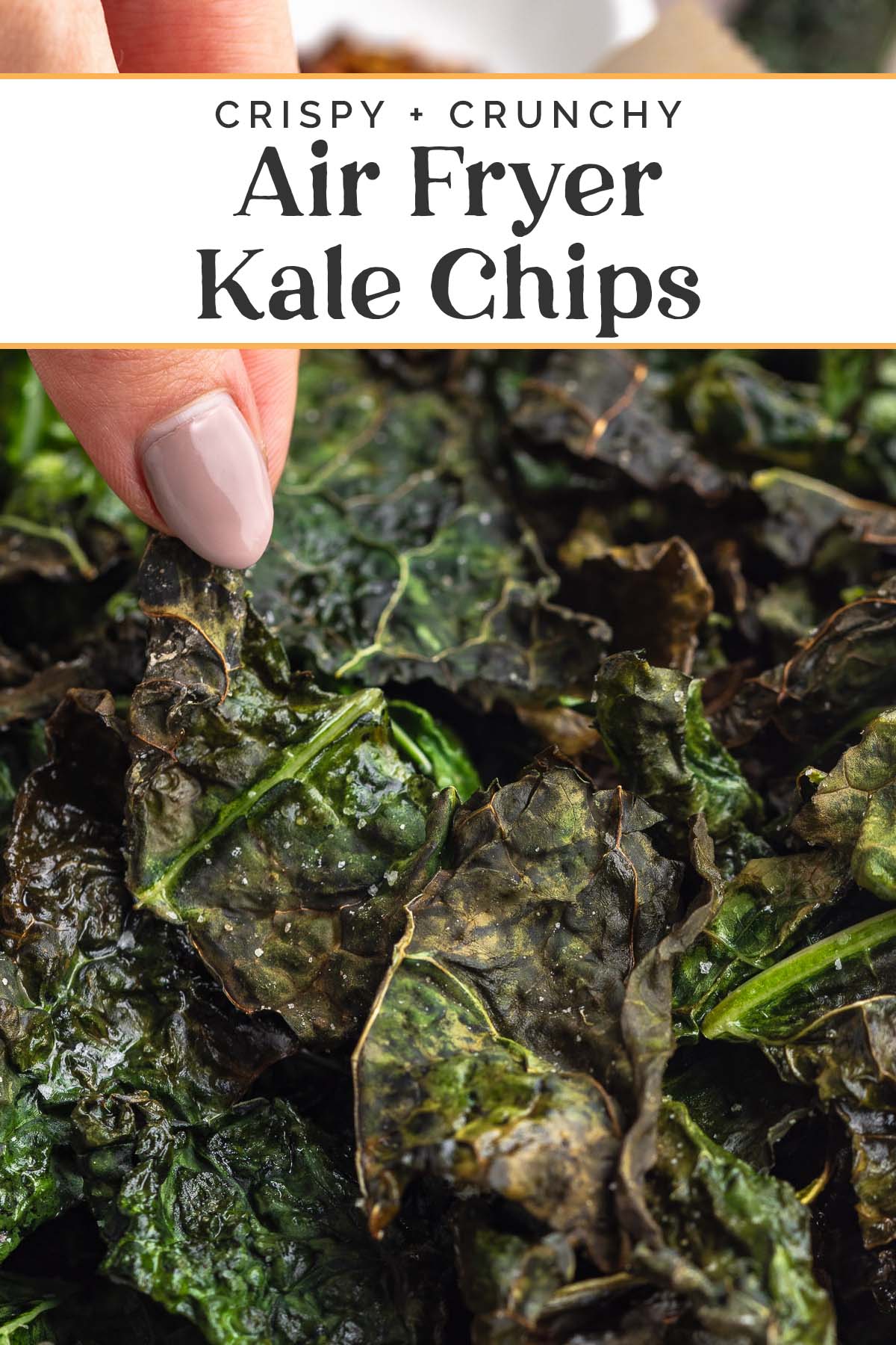 Pin graphic for air fryer kale chips.