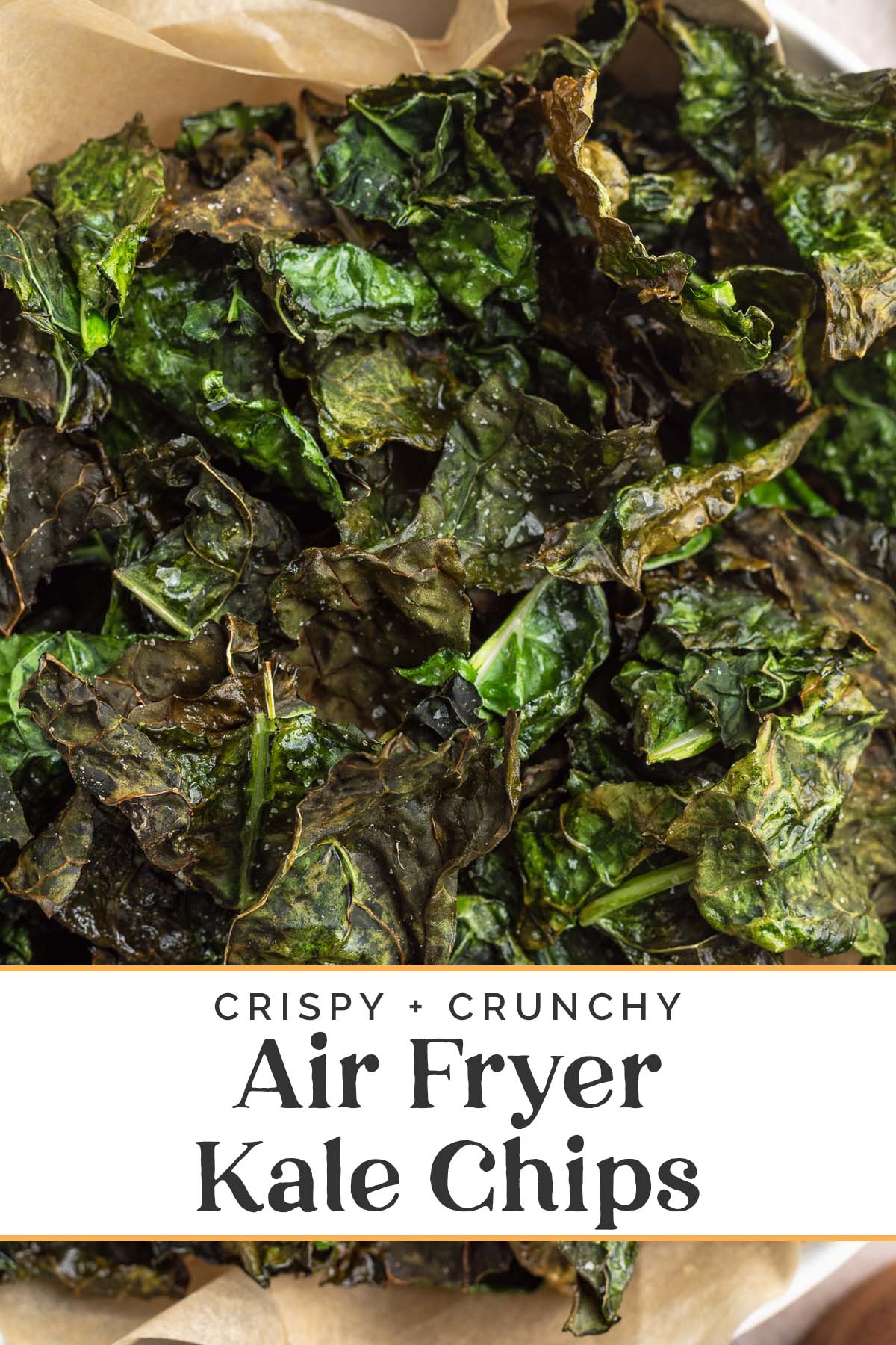 Pin graphic for air fryer kale chips.