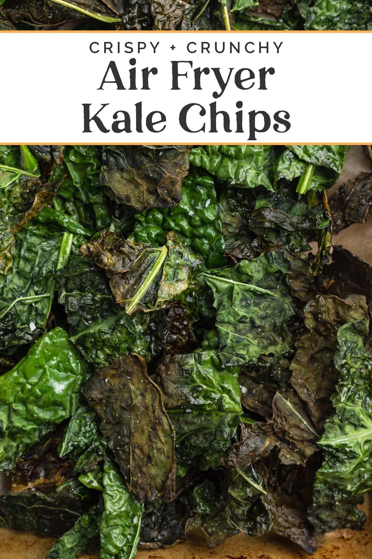 Pin graphic for air fryer kale chips.