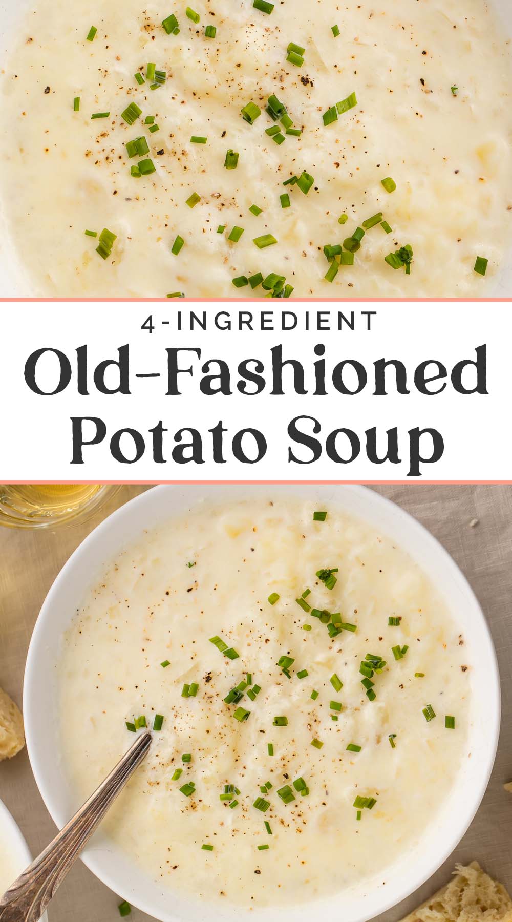 Pin graphic for old-fashioned potato soup.