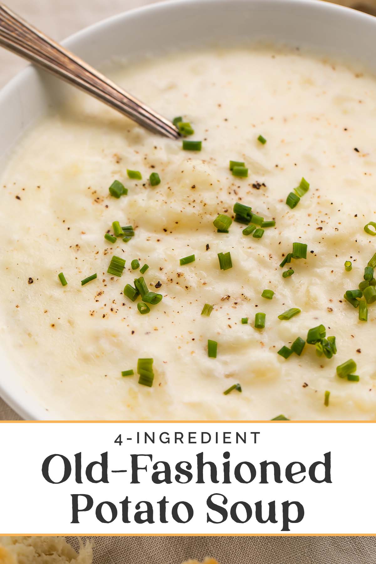 Pin graphic for old-fashioned potato soup.