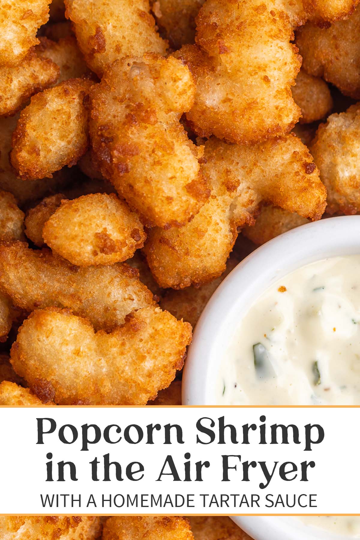 Pin graphic for popcorn shrimp in the air fryer.