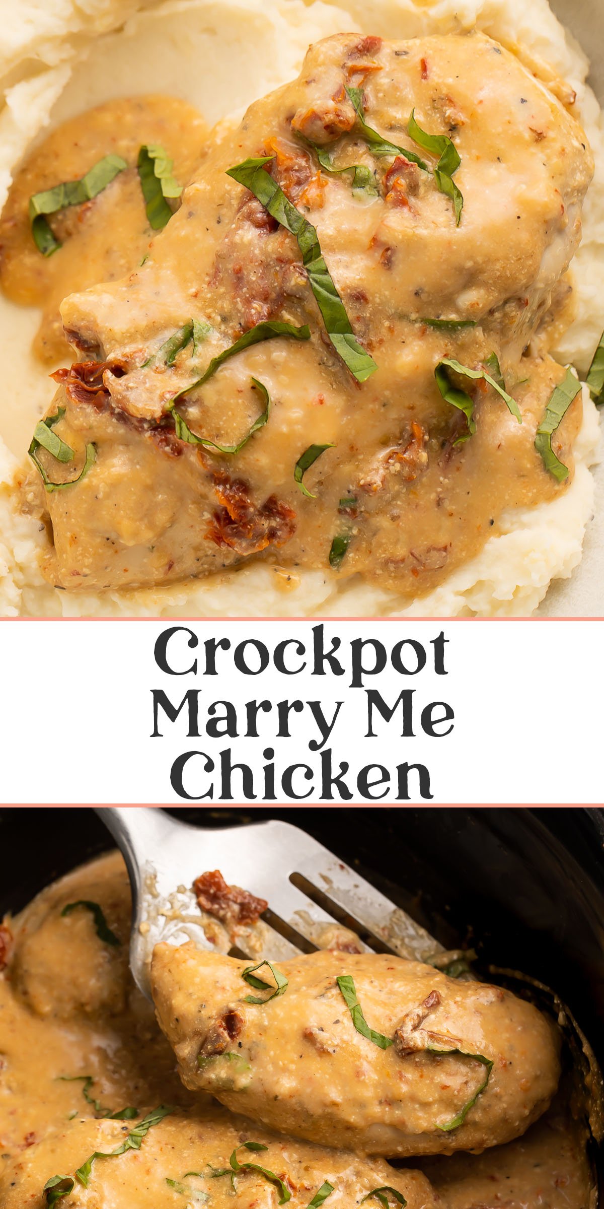 Pin graphic for Crockpot Marry Me Chicken.