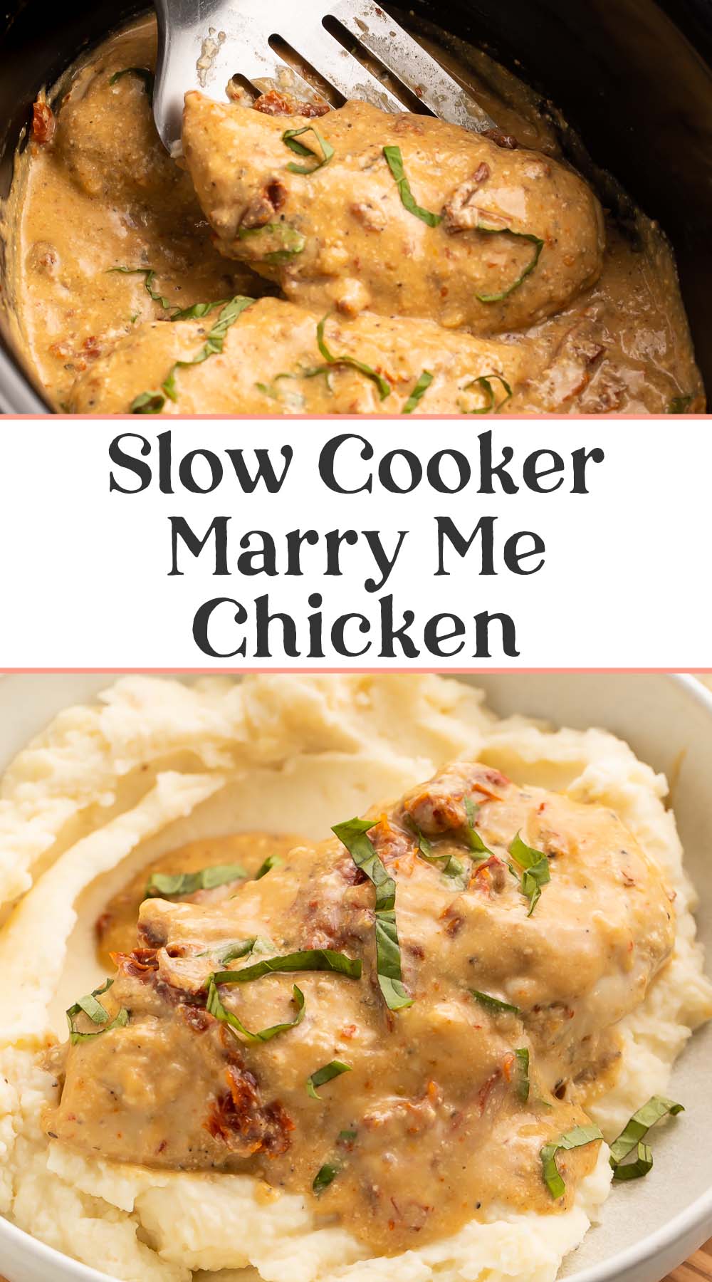 Pin graphic for Crockpot Marry Me Chicken.