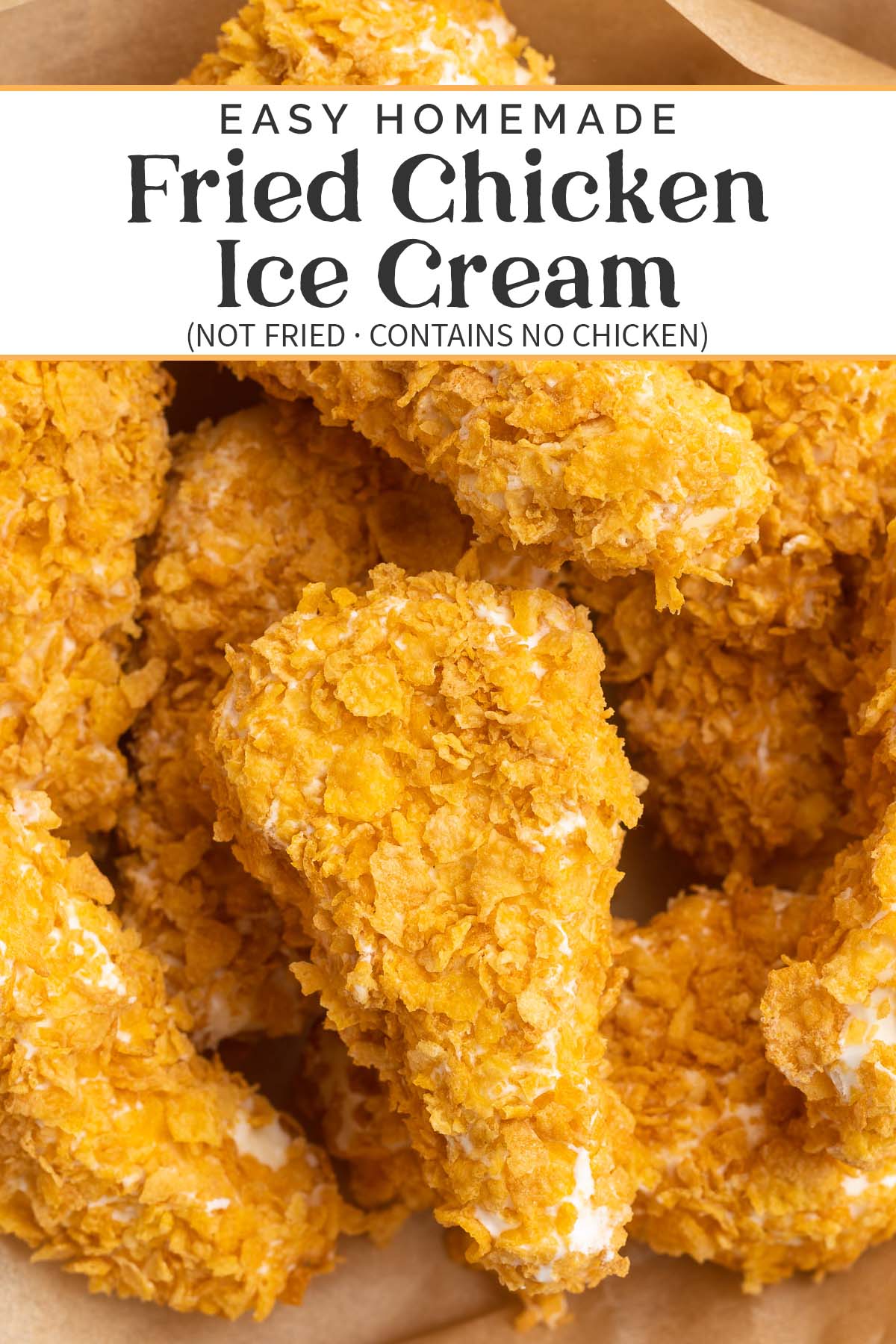 Pin graphic for fried chicken ice cream.