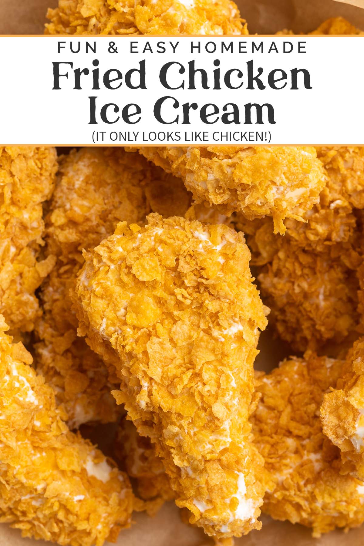 Pin graphic for fried chicken ice cream.