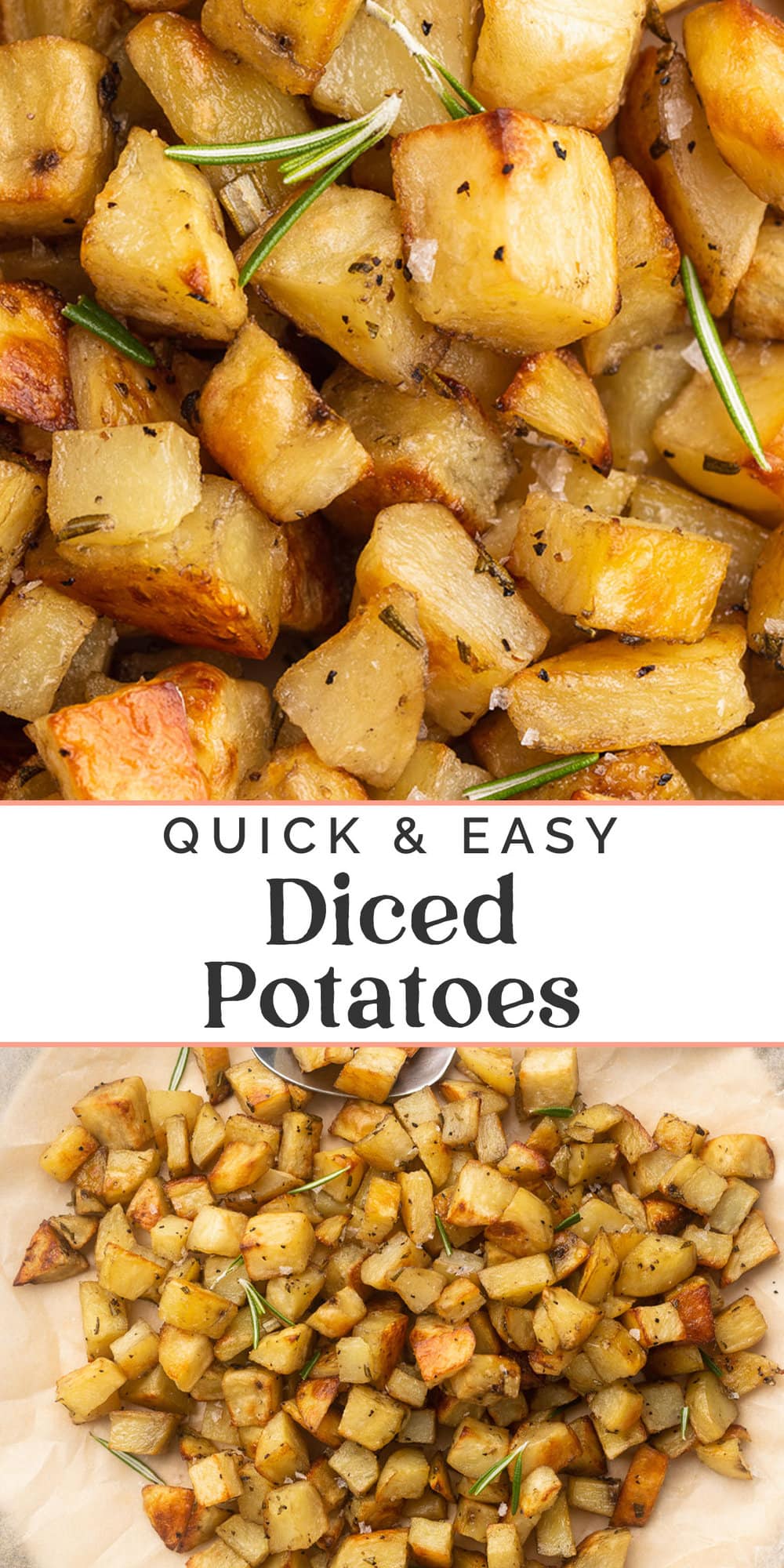 Pin graphic for diced potatoes.