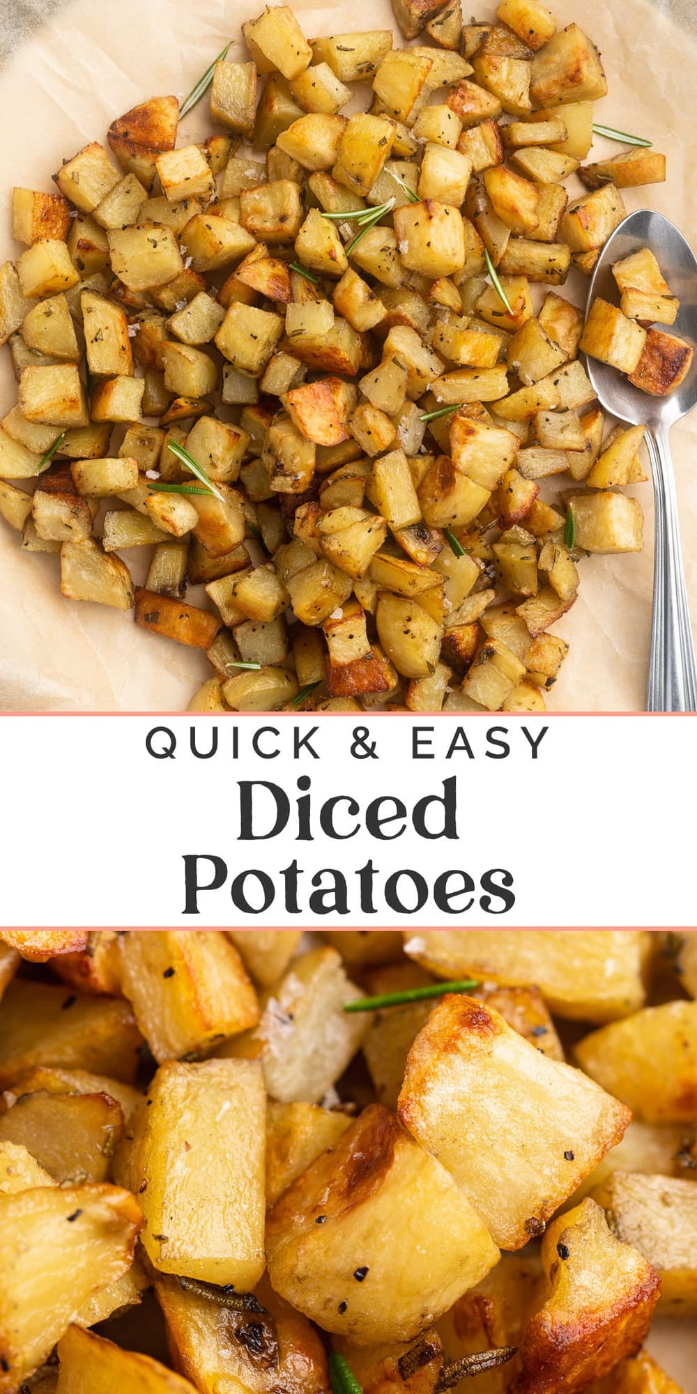 Pin graphic for diced potatoes.