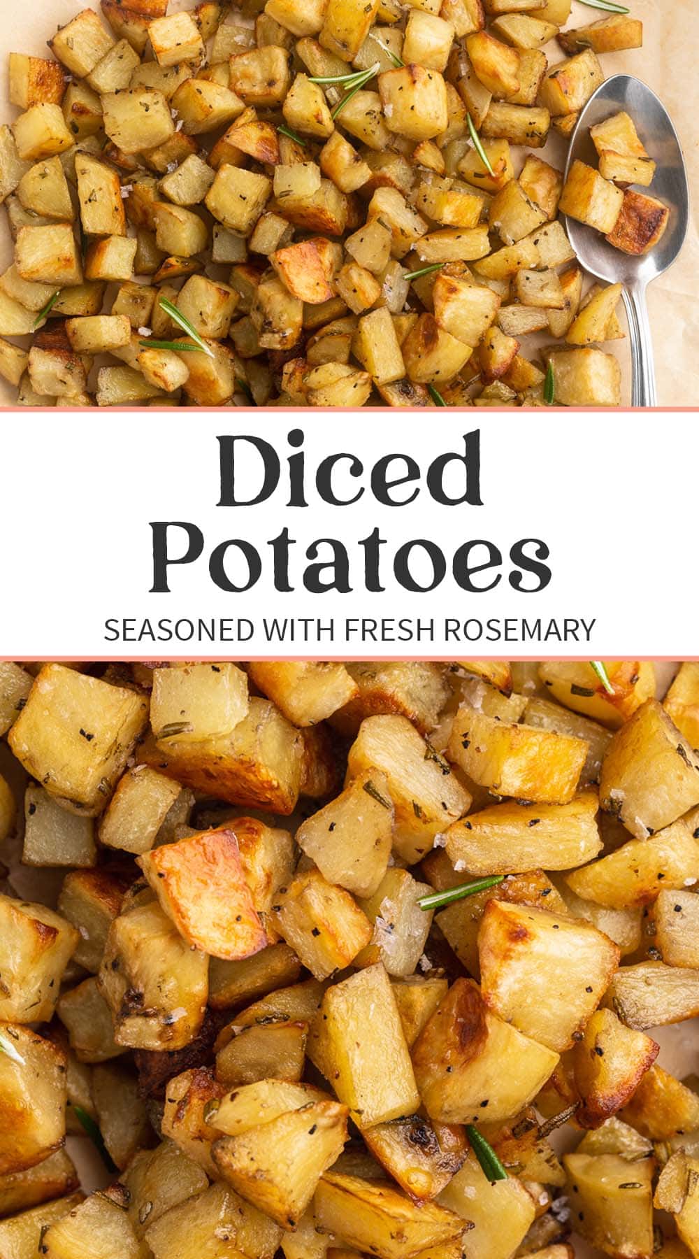 Pin graphic for diced potatoes.