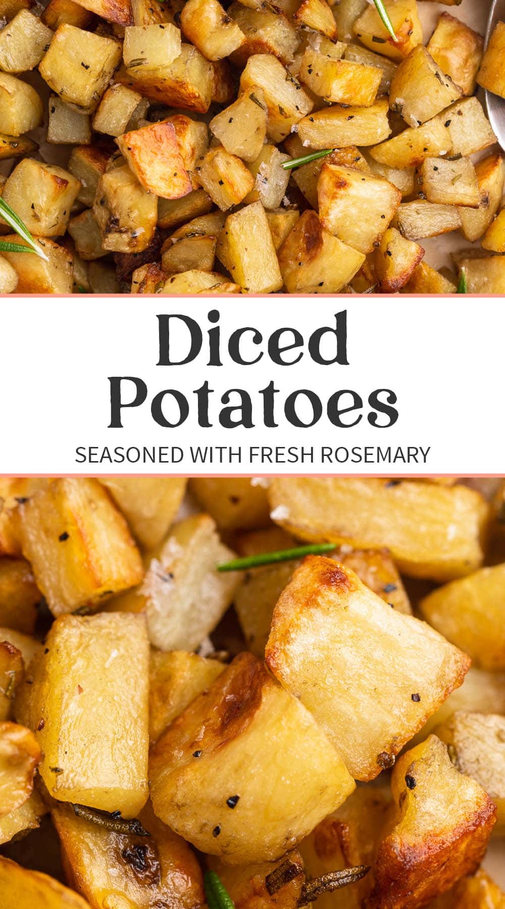 Pin graphic for diced potatoes.