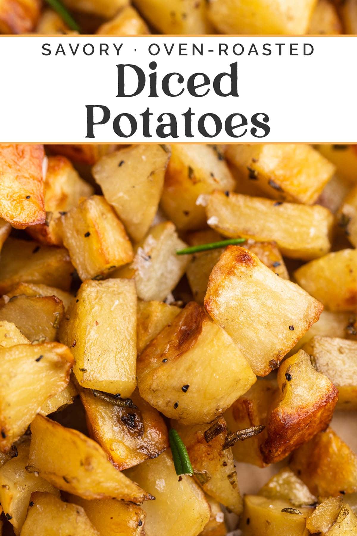 Pin graphic for diced potatoes.