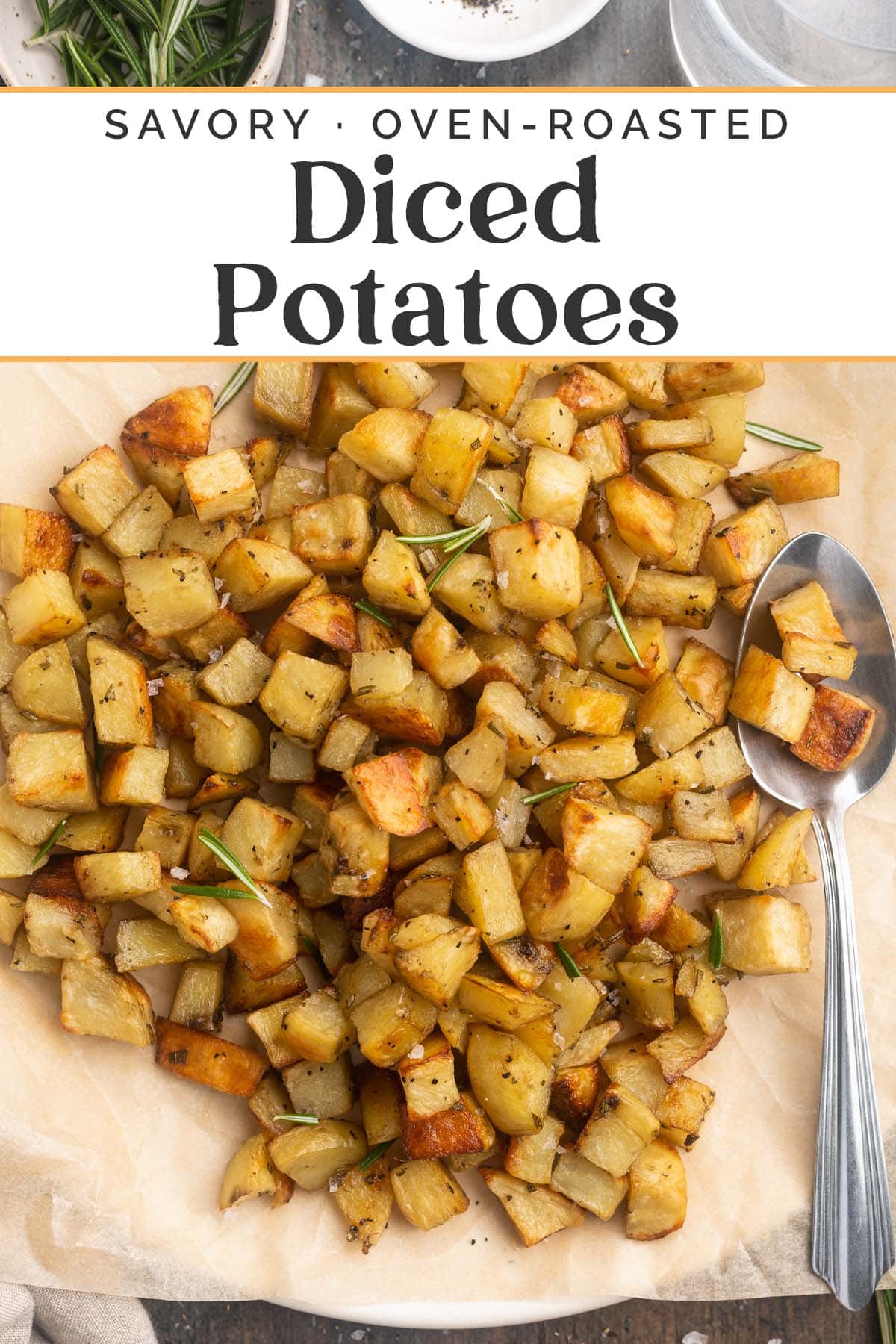 Pin graphic for diced potatoes.