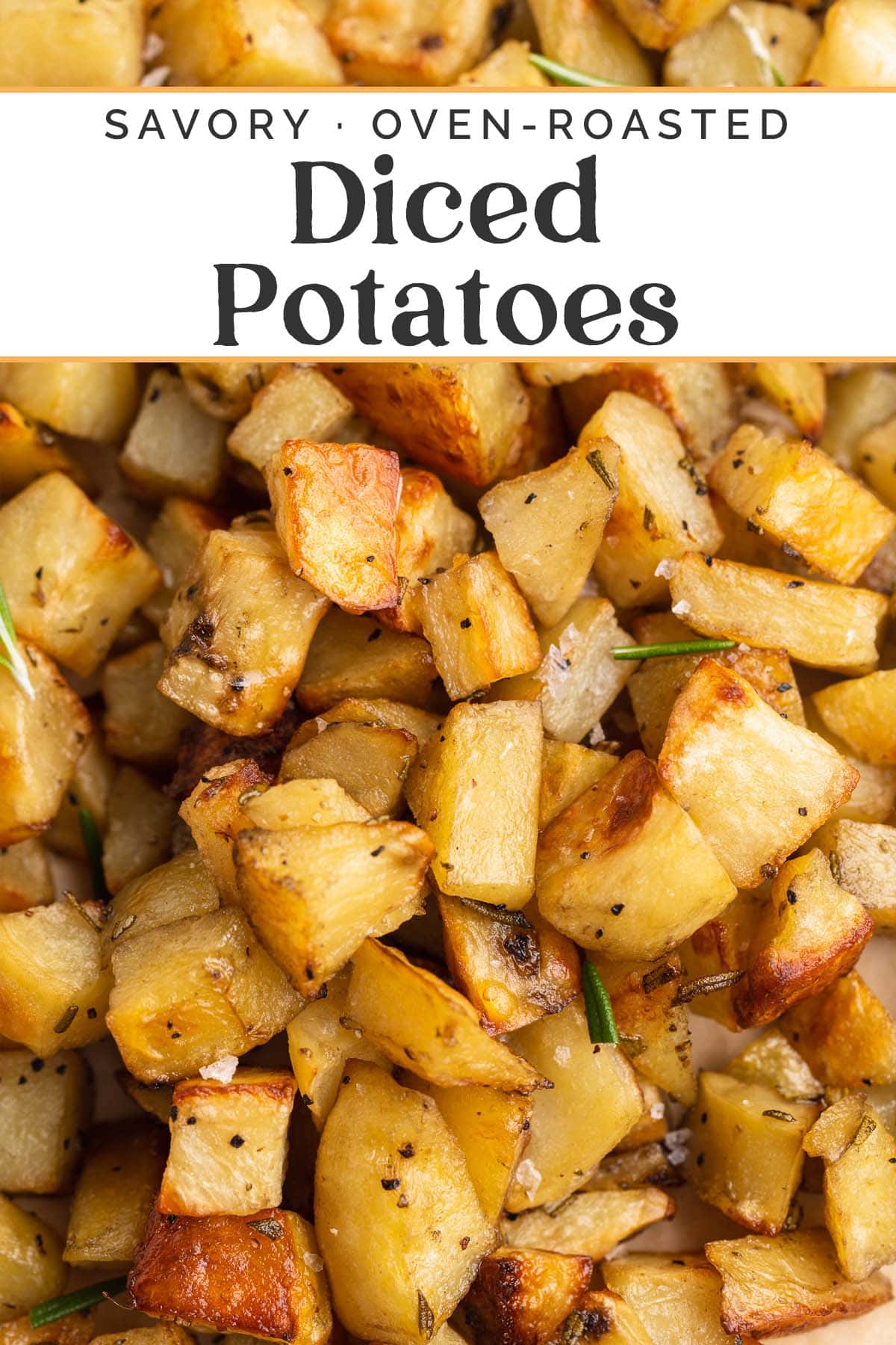 Pin graphic for diced potatoes.