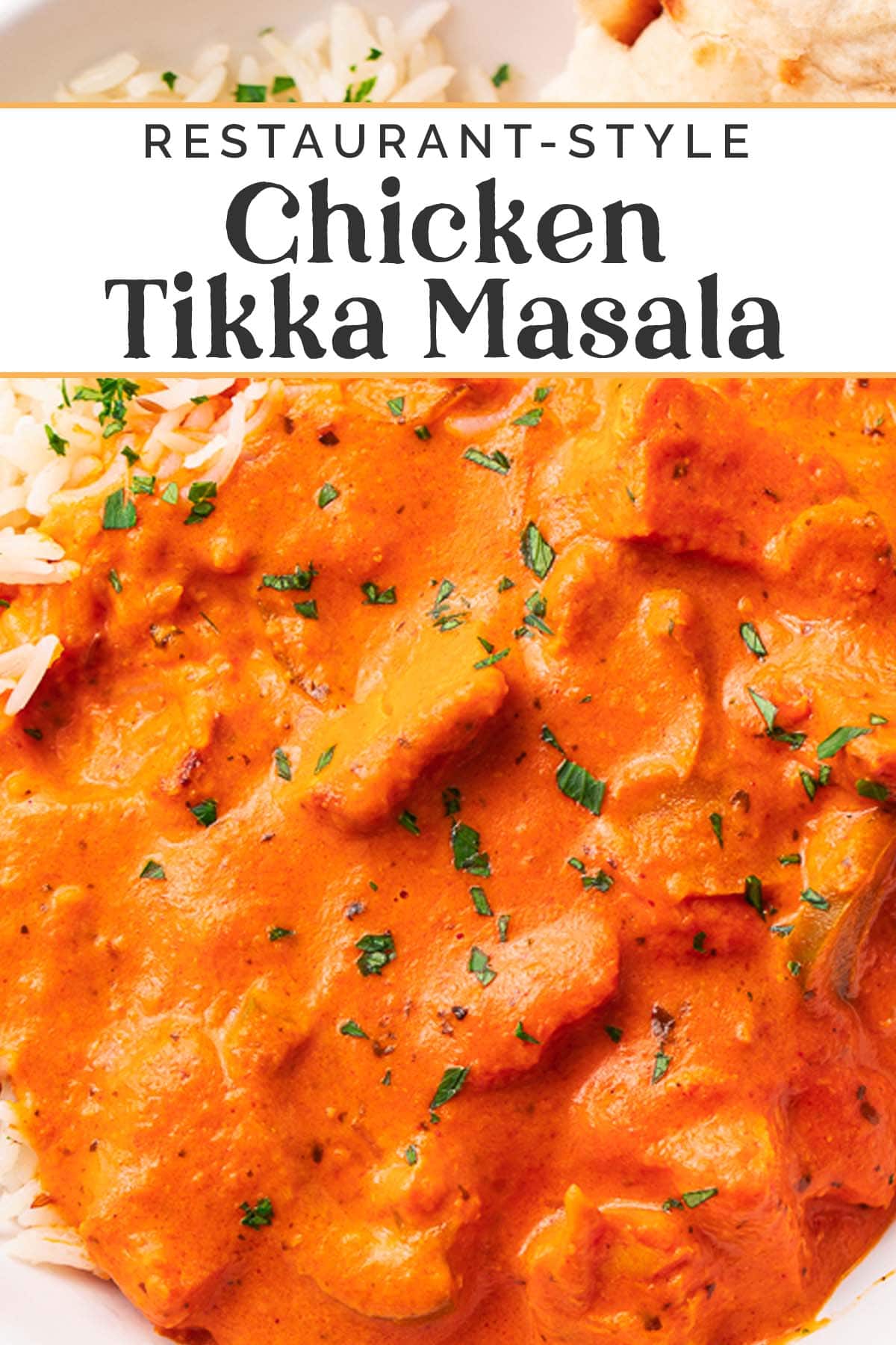 Pin graphic for chicken tikka masala.