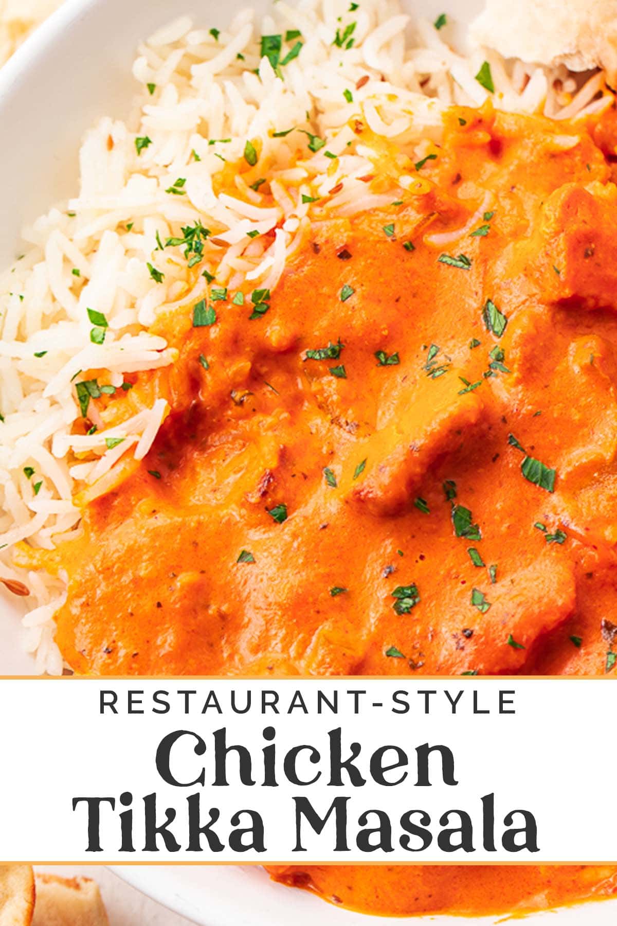 Pin graphic for chicken tikka masala.