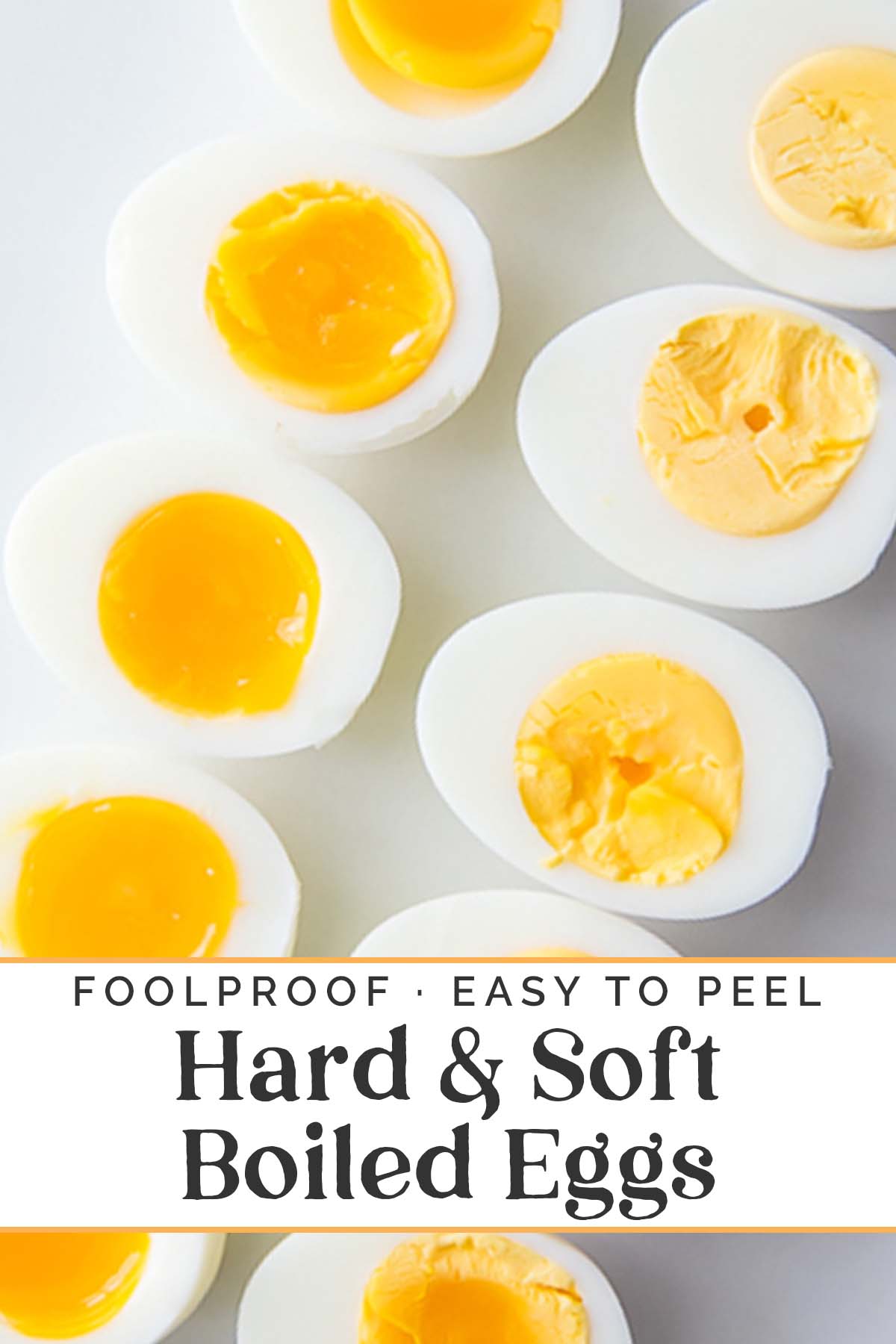 Pin graphic for perfect, easy peel hard- and soft-boiled eggs.