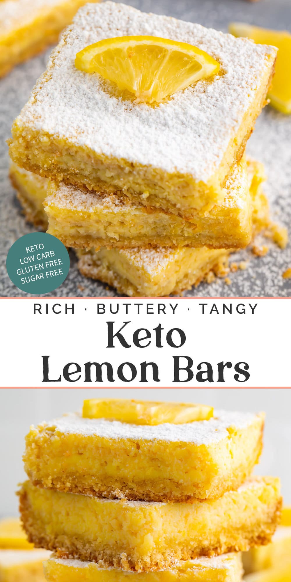 Pin graphic for keto lemon bars.