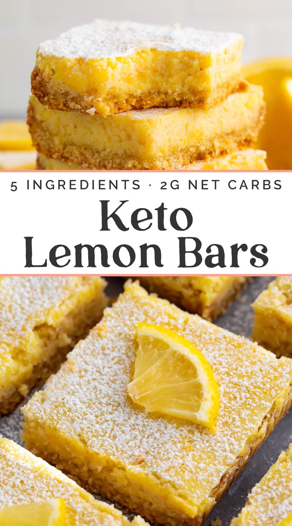 Pin graphic for keto lemon bars.