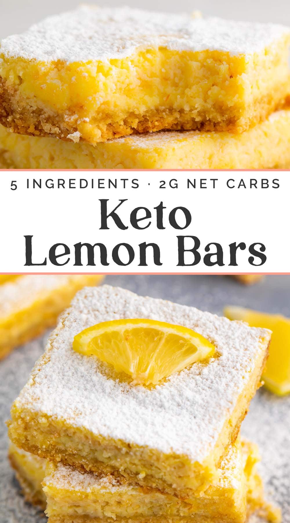 Pin graphic for keto lemon bars.