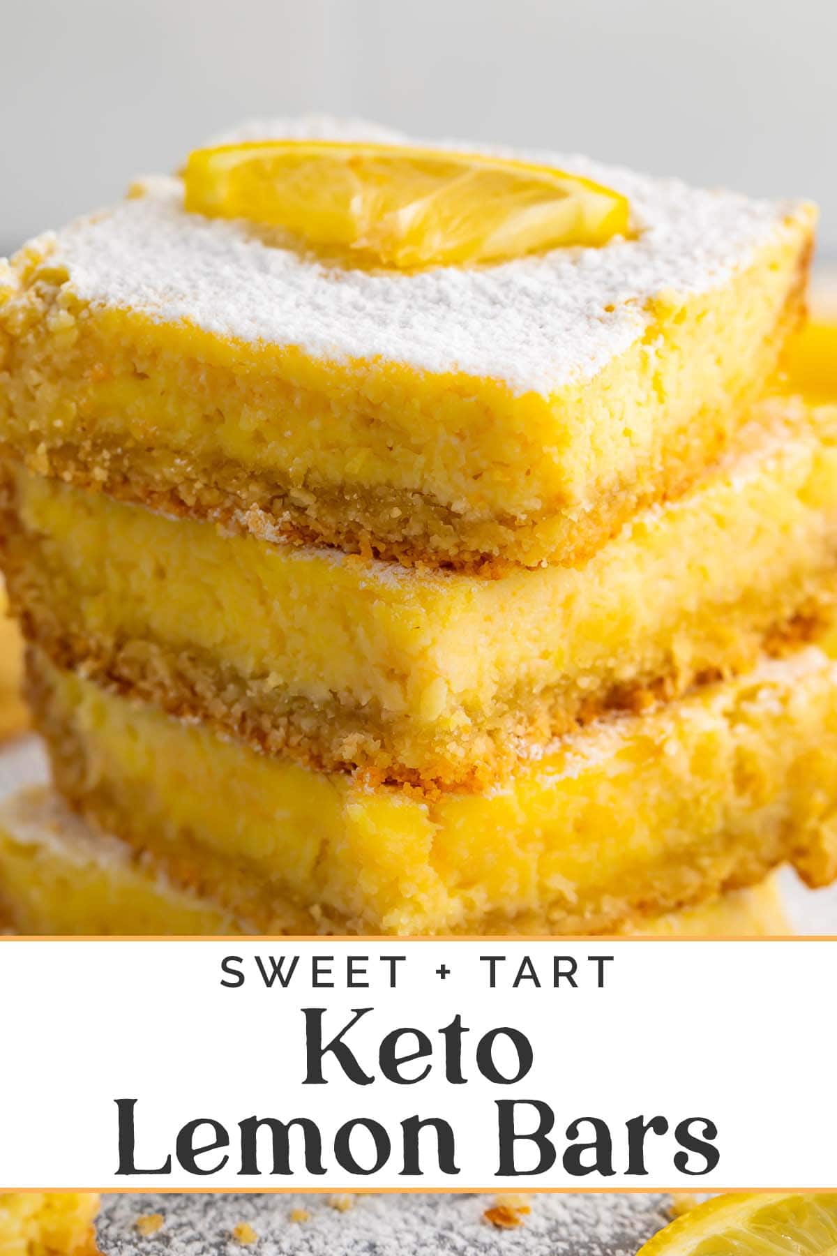 Pin graphic for keto lemon bars.