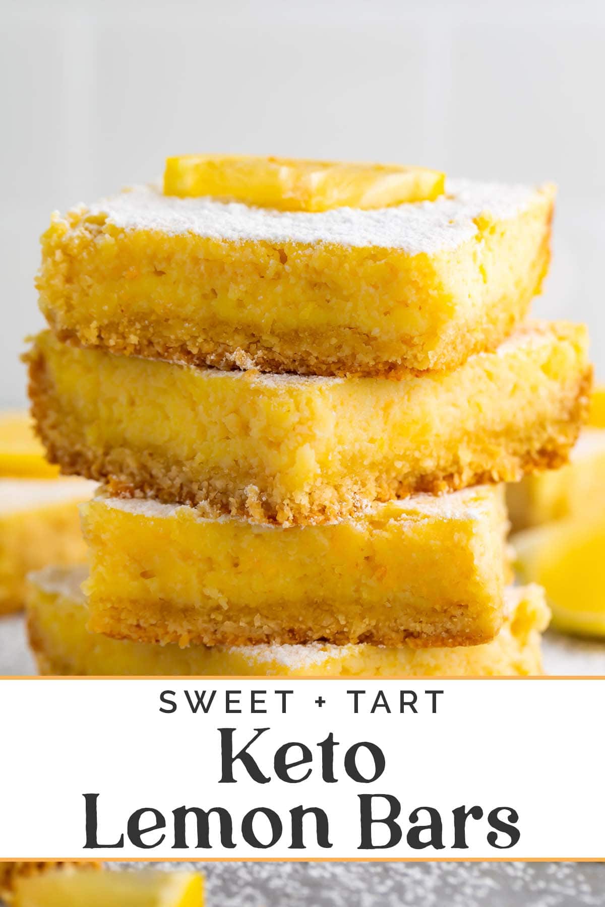 Pin graphic for keto lemon bars.