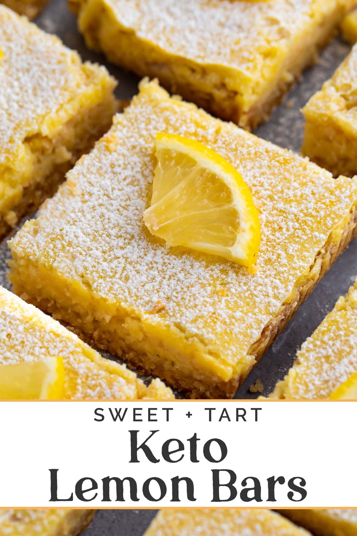 Pin graphic for keto lemon bars.