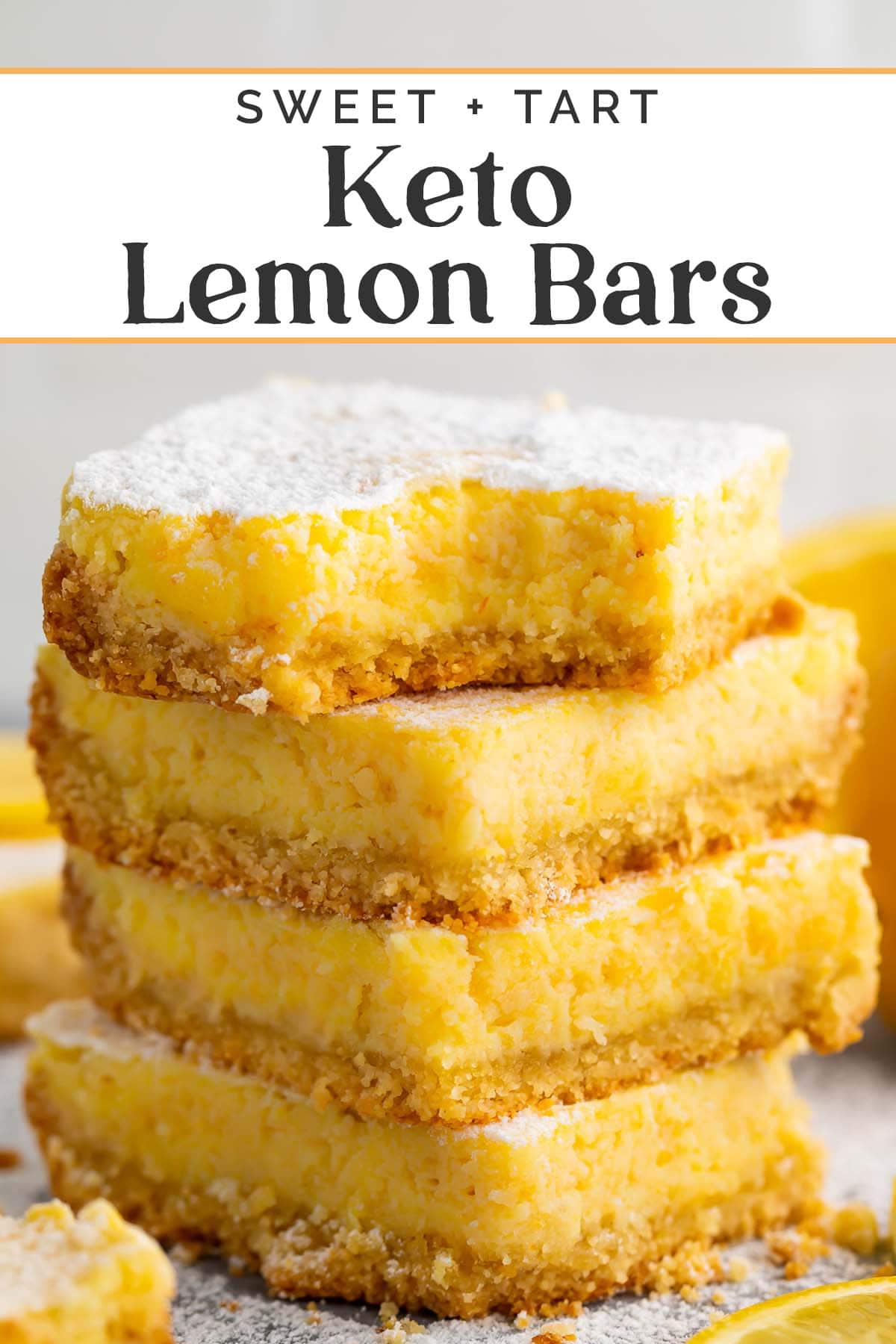 Pin graphic for keto lemon bars.