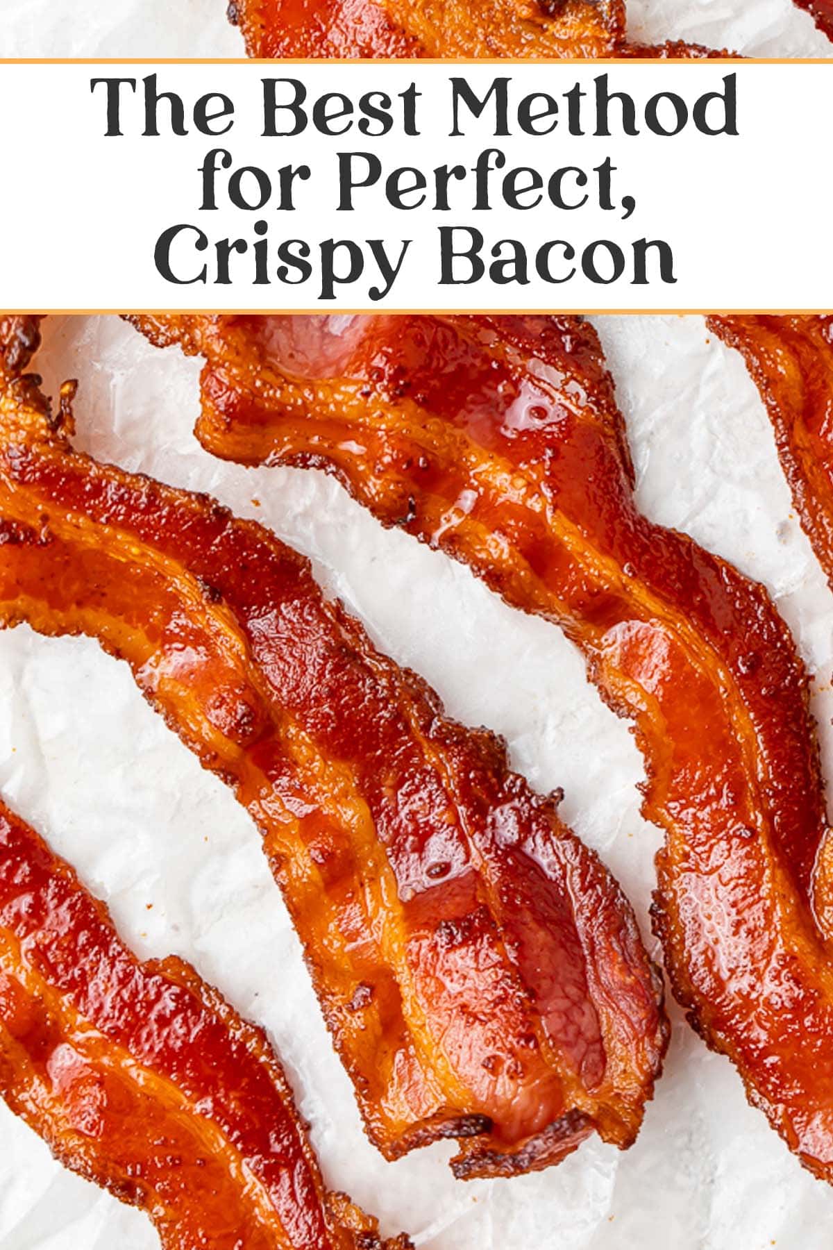 Pin graphic for air fryer bacon.