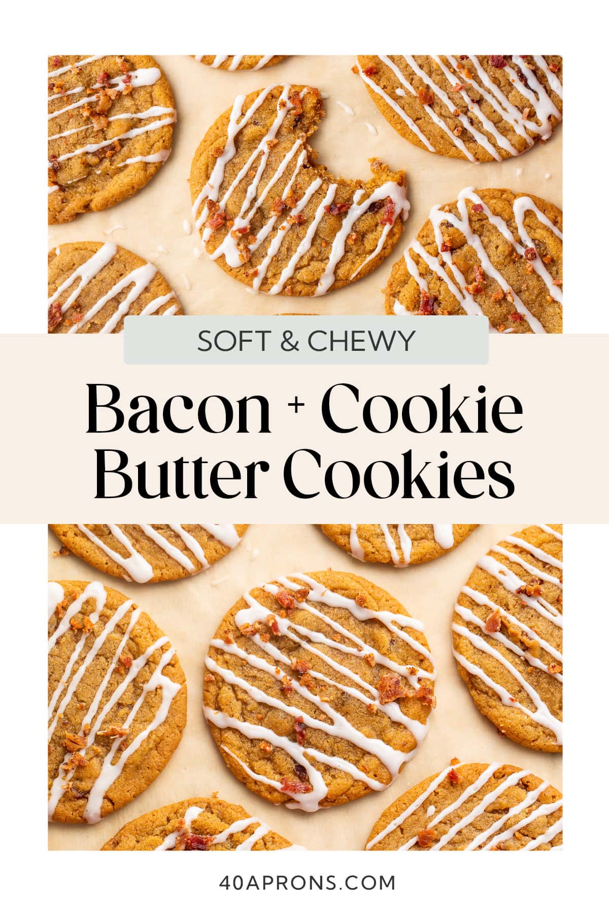 Pin graphic for bacon cookie butter cookies.