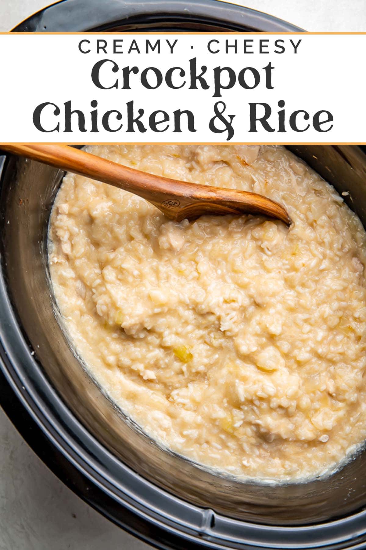 Pin graphic for Crockpot chicken and rice.