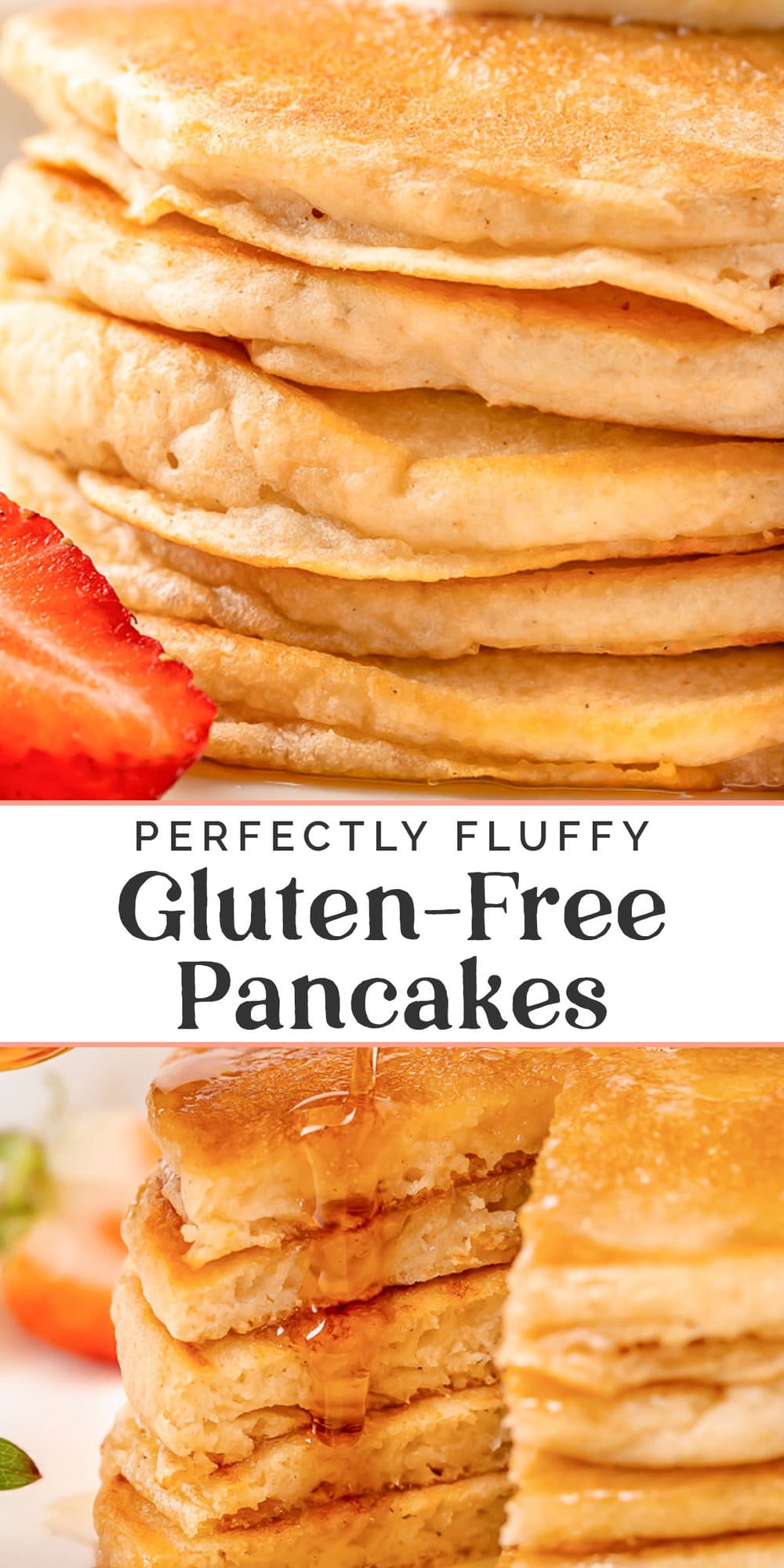 Pin graphic for gluten-free pancakes.