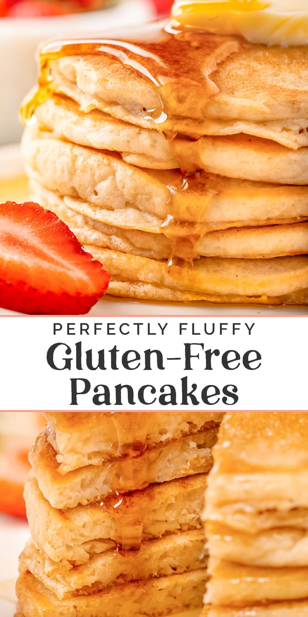 Pin graphic for gluten-free pancakes.