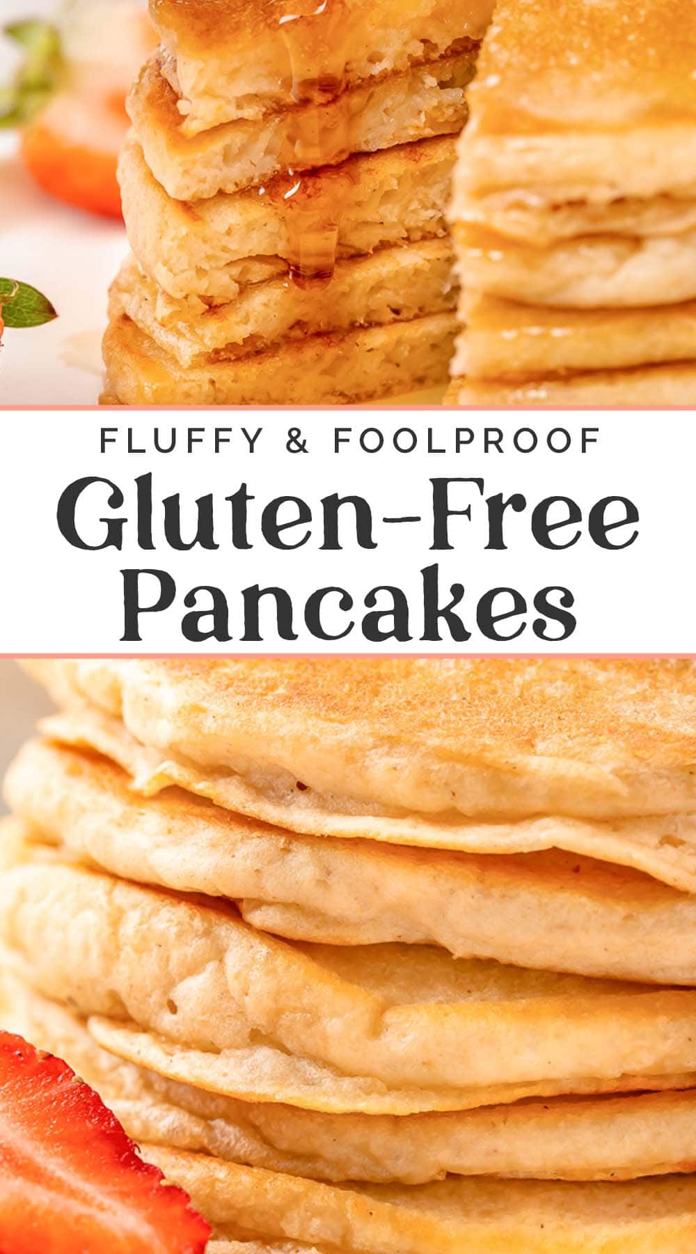 Pin graphic for gluten-free pancakes.