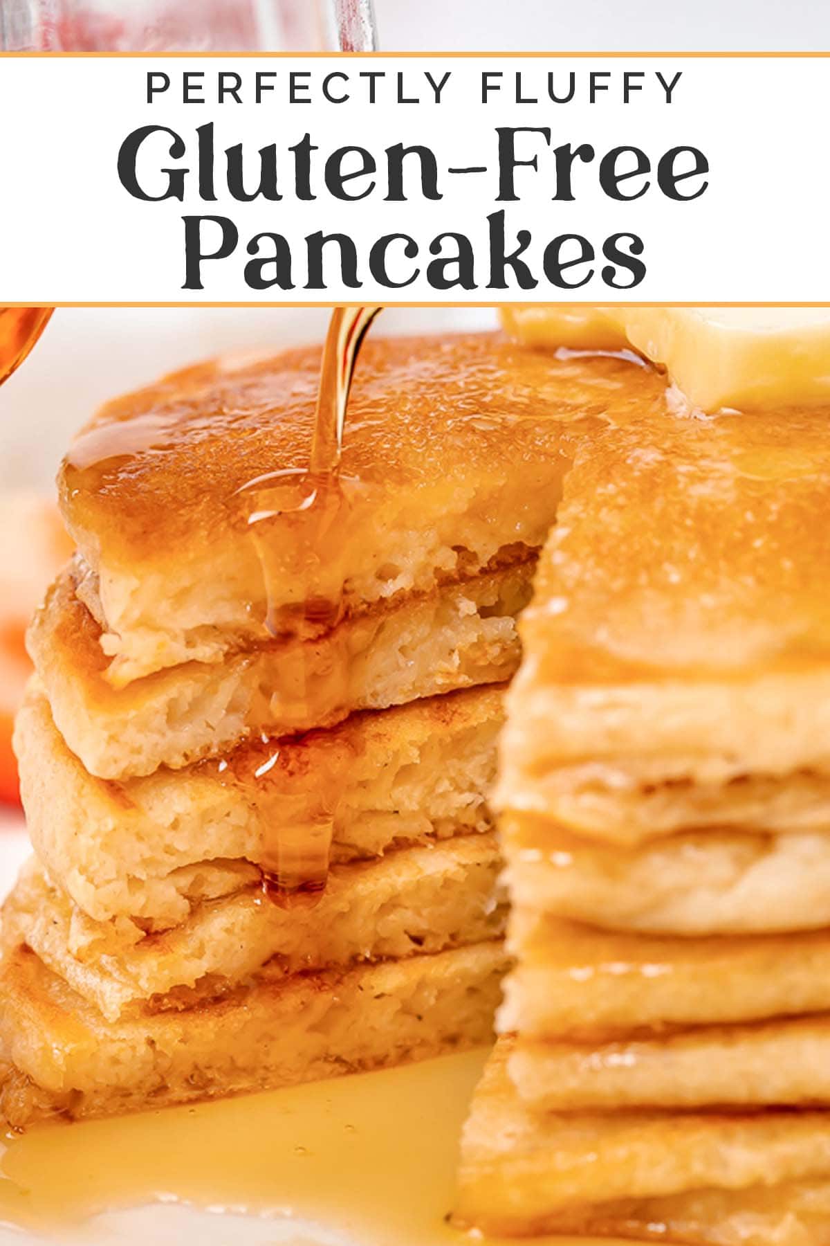 Pin graphic for gluten-free pancakes.