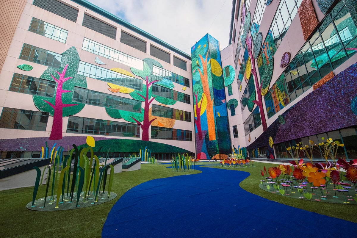 St. Jude's interior courtyard at their Memphis hospital campus.