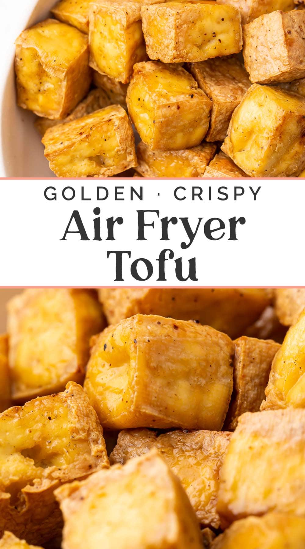 Pin graphic for air fryer tofu.