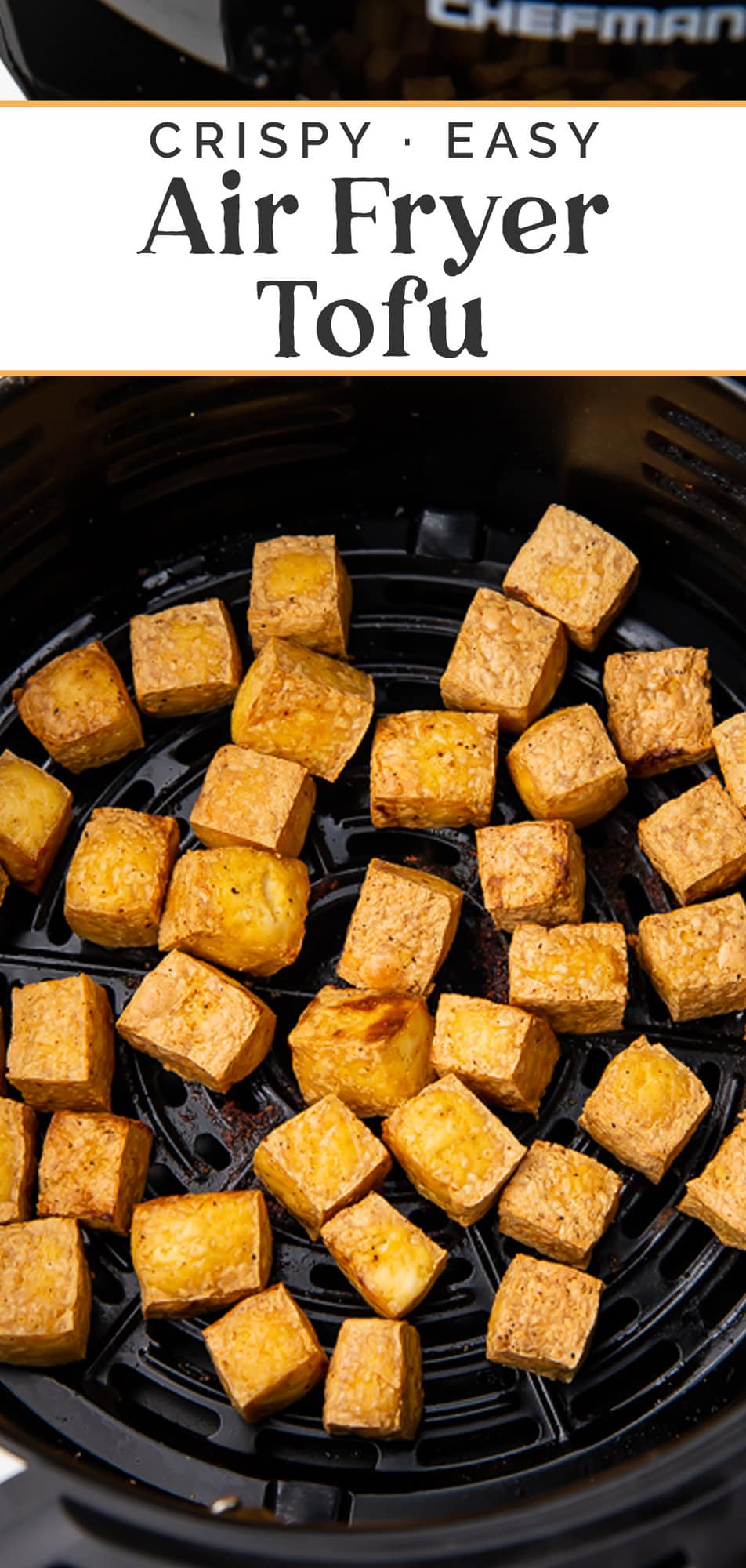 Pin graphic for air fryer tofu.