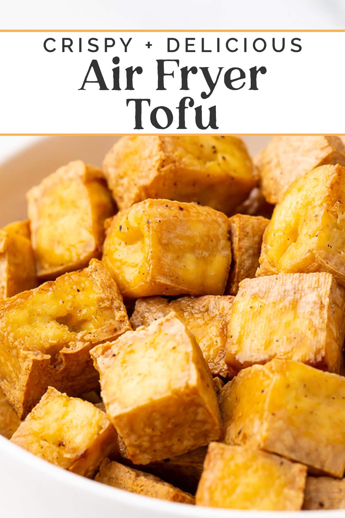 Pin graphic for air fryer tofu.