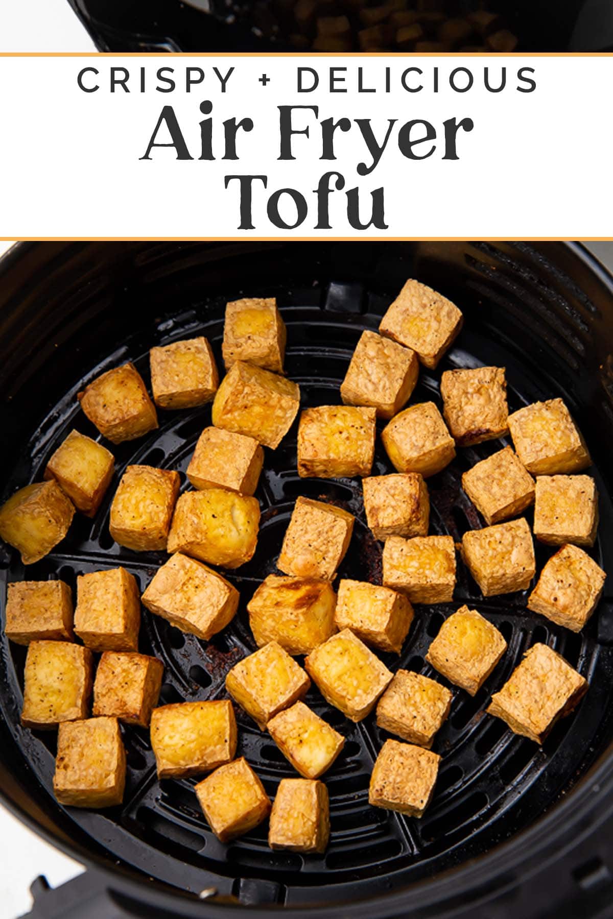 Pin graphic for air fryer tofu.