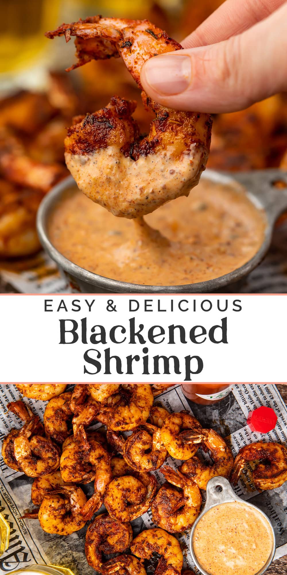 Pin graphic for Blackened Shrimp.