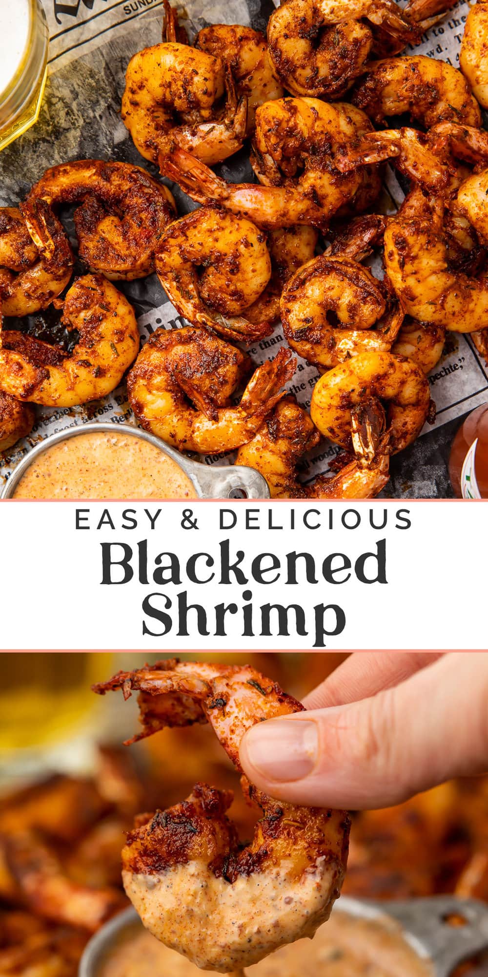 Pin graphic for Blackened Shrimp.